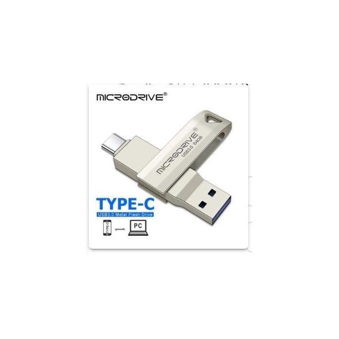 64GB Microdrive USB 3.0 OTG USB-C Dual Connector Flash Drive - Metal Memory Stick