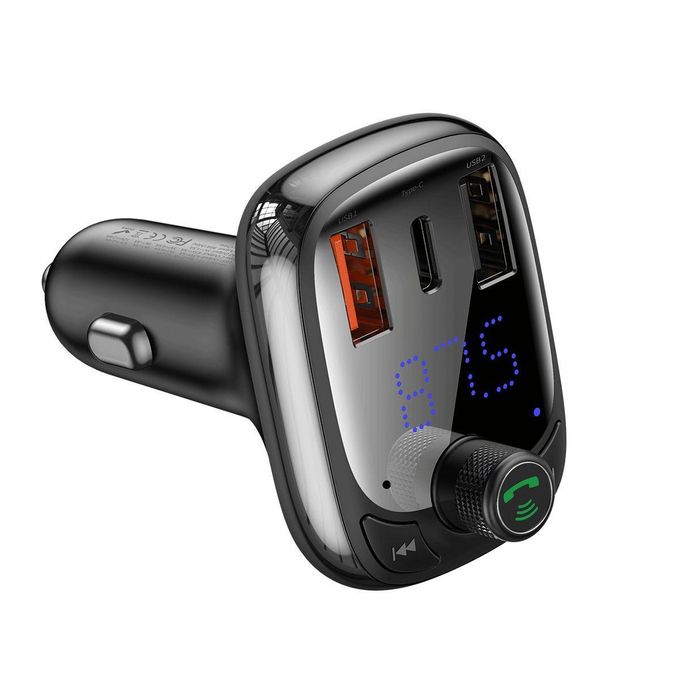 Baseus T-Shaped S-13 Bluetooth MP3 Player for Cars (PPS Fast Charging Edition) – Black