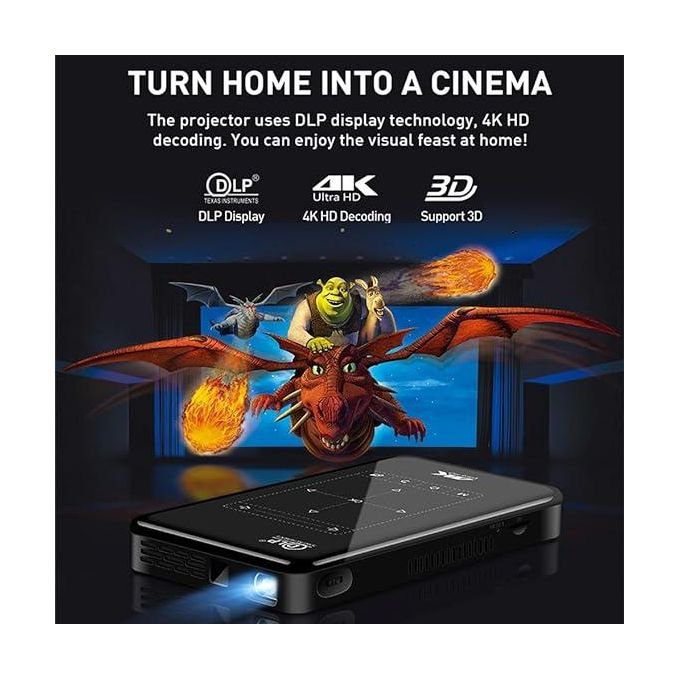 Compact 4K Projector with WiFi and Bluetooth – Black in kumasi