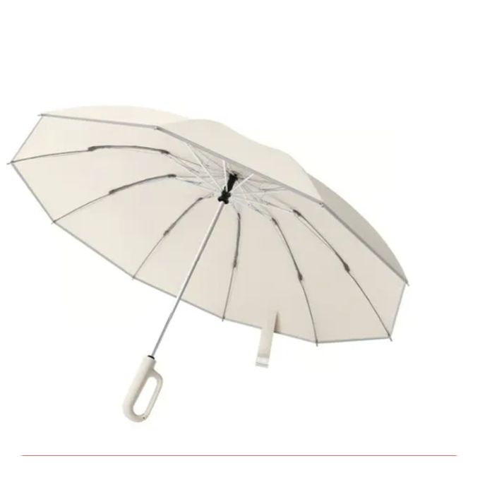 Portable Travel Umbrella with Ring Buckle, Reflective Safety Strip, and Sturdy Windproof Design