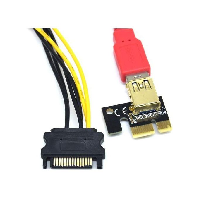 Hanergy Ver009S PCIe Riser Card Adapter – USB 3.0 PCI-E 1X to 16X Extender with 16A Power Supply, 4 Durable Capacitors, 6-Pin Connector, 60cm Cable for GPU Mining — product view 4