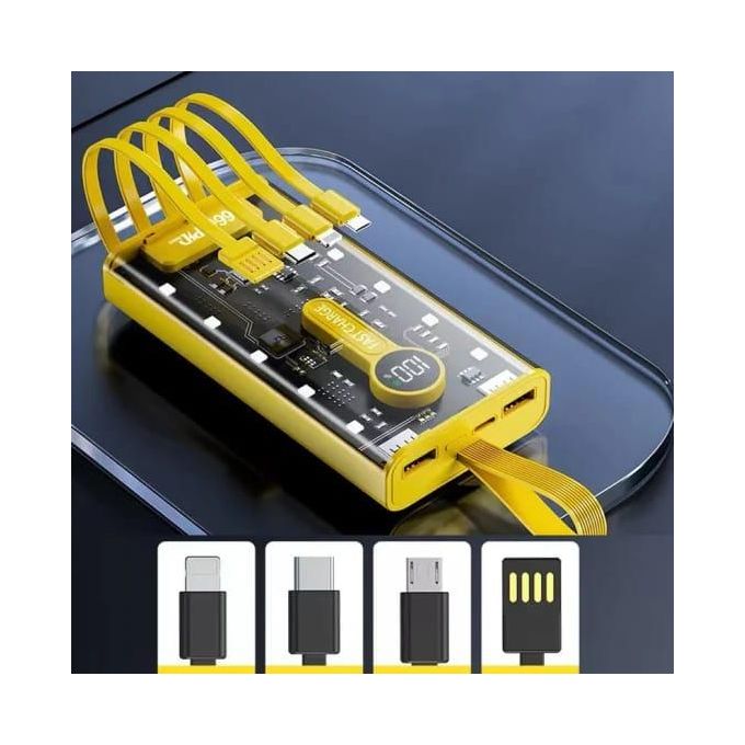 High-Speed Transparent 20000mAh Power Bank with 22.5W Fast Charging