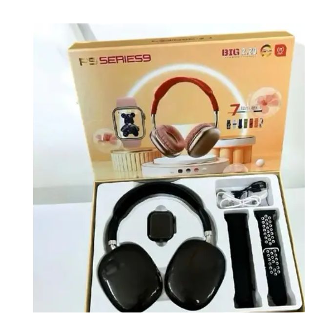 Black P9 Series Smartwatch with Headphones