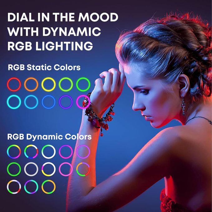 MJ36CM 14-inch Black RGB LED Ring Light with Tripod Stand and Phone Holder — product view 3