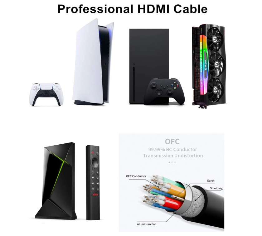 Buy Roll over image to zoom in Ubluker 10K 8K 4K HDMI Cable 48Gbps 30M, Certified Ultra High Speed HDMI® Cable 4K 240Hz 144Hz 8K 60Hz 0.01ms HDR10+ ARC eARC HDCP2.3 Netflix Roku TV PC Monitor Projector PS5 4 Xbox in Kumasi