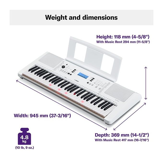 Yamaha EZ-300Y Light-Up Musical Keyboard – White