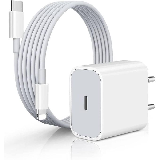 20W Fast Charging Adapter with Type-C Cable – White