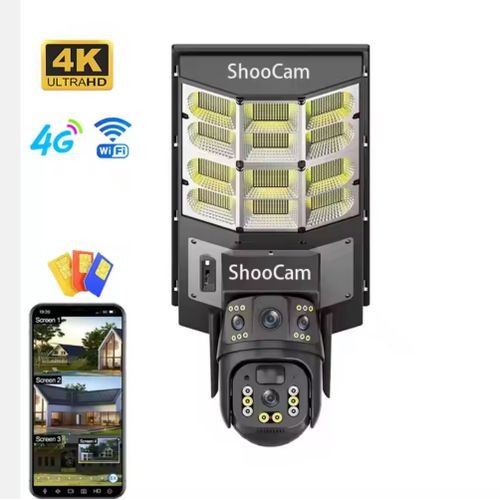 Buy 4G Sim Solar Outdoor Dual Lens 8MP IP Camara Solar Panel CCTV Security Built in Battery PIR Cam V380 with led Lightening in Kumasi 1