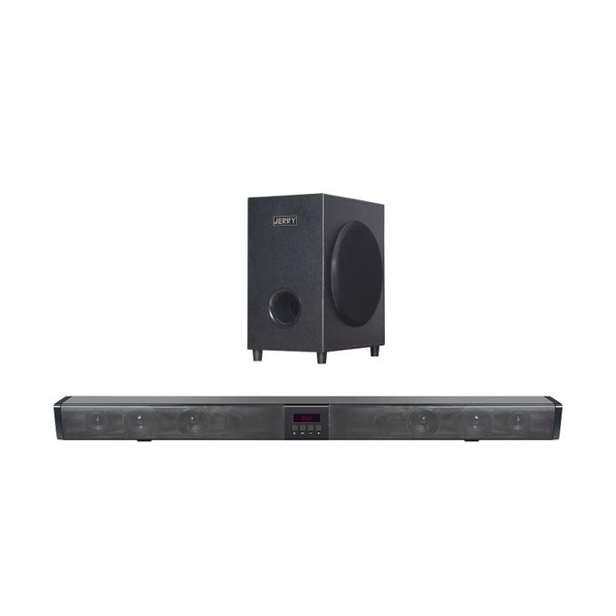 Jerry Power Home Theater Sound System Soundbar with Wireless Subwoofer, Featuring HDMI ARC, USB, FM, Optical, and 8 Bass Horns – Black