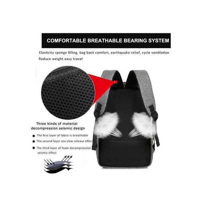 GtyGo Grey Anti-Theft Laptop Travel Backpack