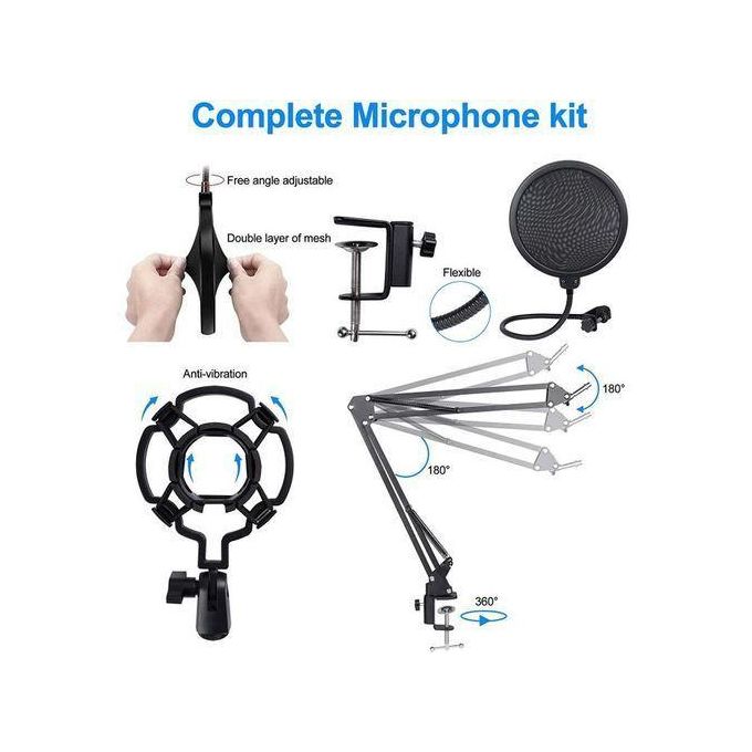 BM-868 Professional USB Studio Condenser Microphone Kit for Computers