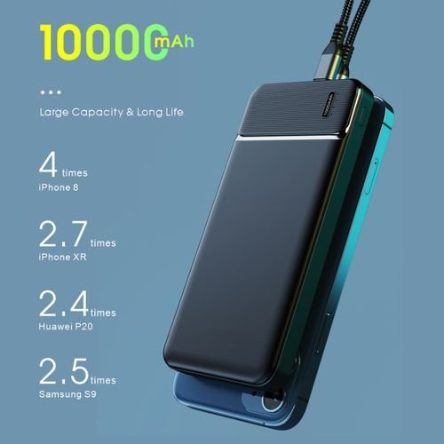 Buy Slim LCD Fast Charge Power Bank – 10000mAh – Black