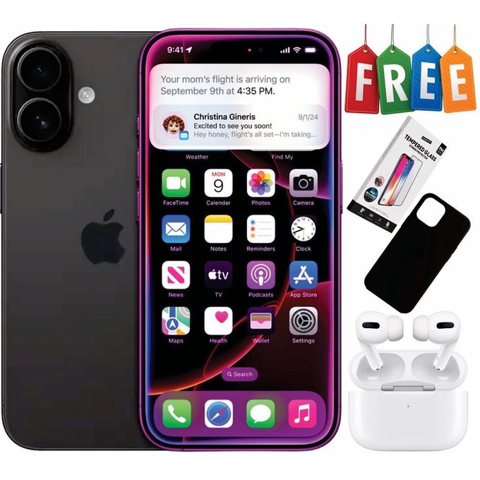 Apple iPhone 16 - 5G - 256GB - 48MP Rear Camera / 12MP Front Camera - Black + Complimentary Accessories
