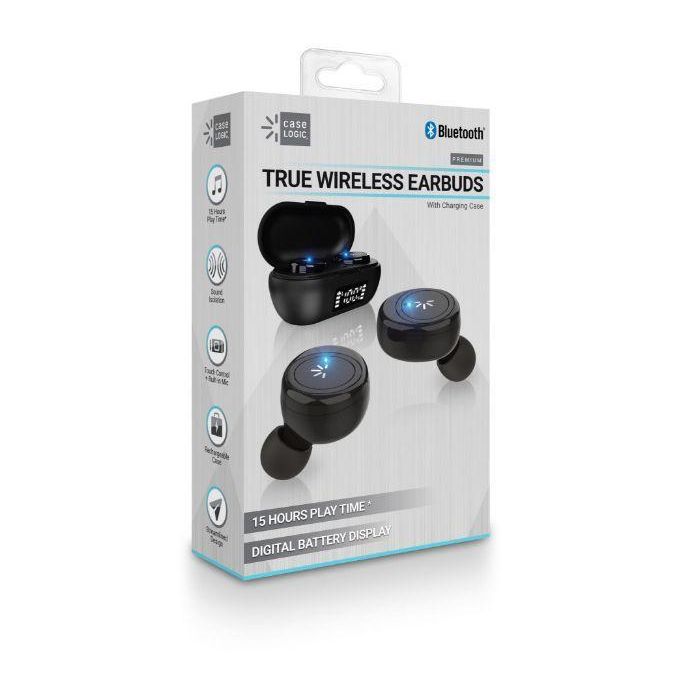 Case Logic True Wireless Earbuds with Charging Case in Black, Model CL-AU-BE-115