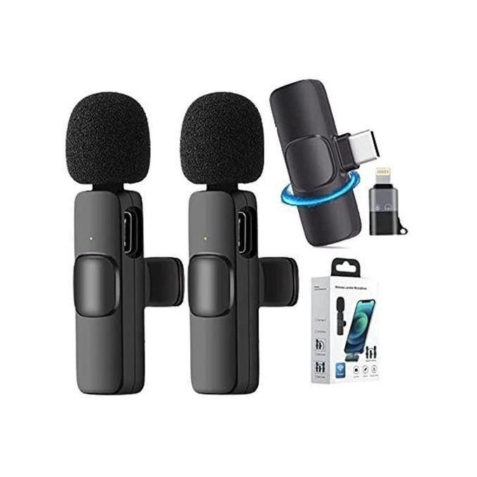 Dual Wireless Lavalier Microphone for iPhone and Android Devices