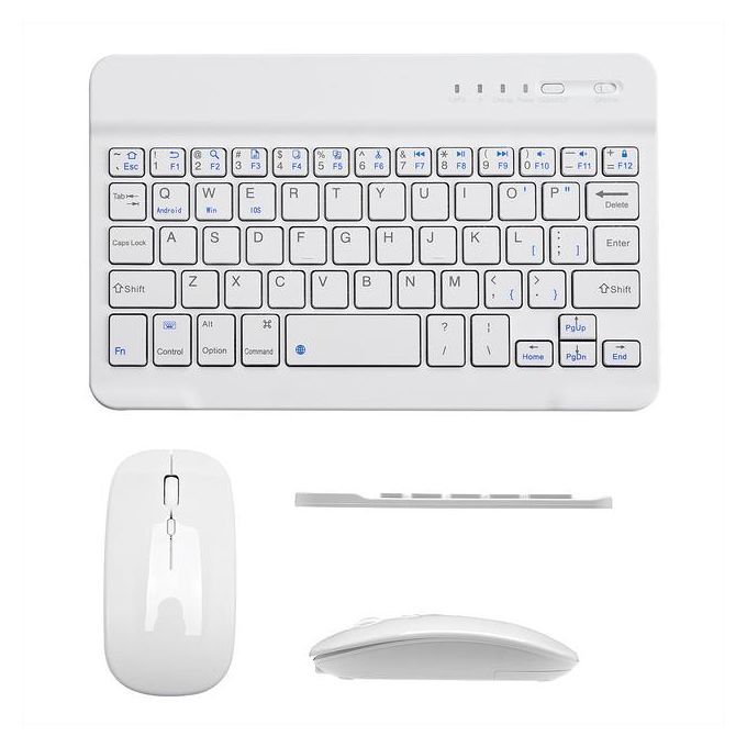 White Rechargeable Bluetooth Slim Keyboard and Mouse Set