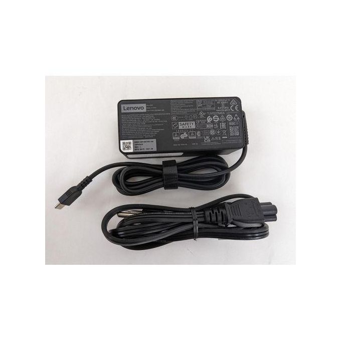 Original Lenovo 65W Fast Charger with USB Type C Adapter and Complimentary AC Power Cord, Black