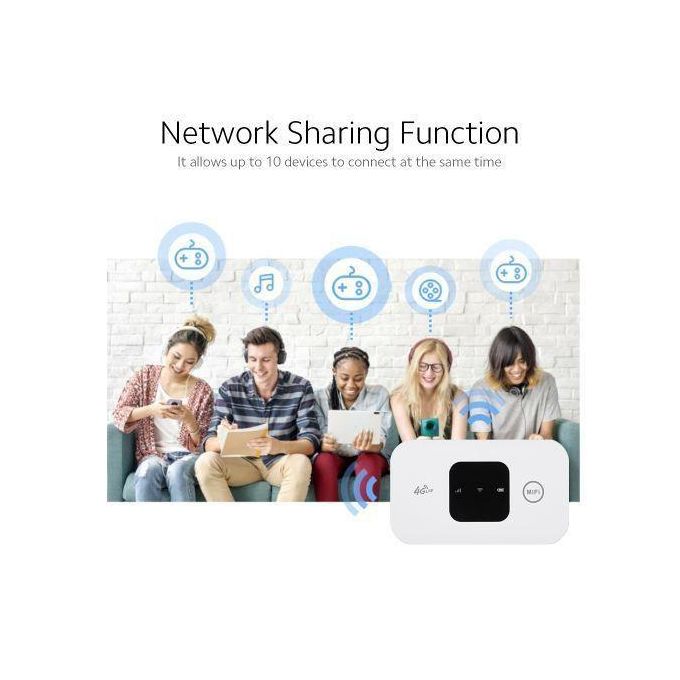 M8 Universal 4G LTE Mobile WiFi Hotspot – Portable MiFi with 150Mbps Speed and SIM Card Slot (FS) – White