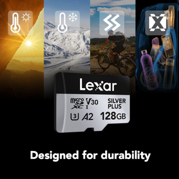 Lexar Professional 128GB Silver Plus MicroSDXC™ UHS-I Card with Read Speeds Up to 205MB/s and Write Speeds of 150MB/s — product view 5