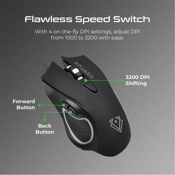 Vertux RGB Gaming Keyboard and Mouse Set with Instant Macro Keys