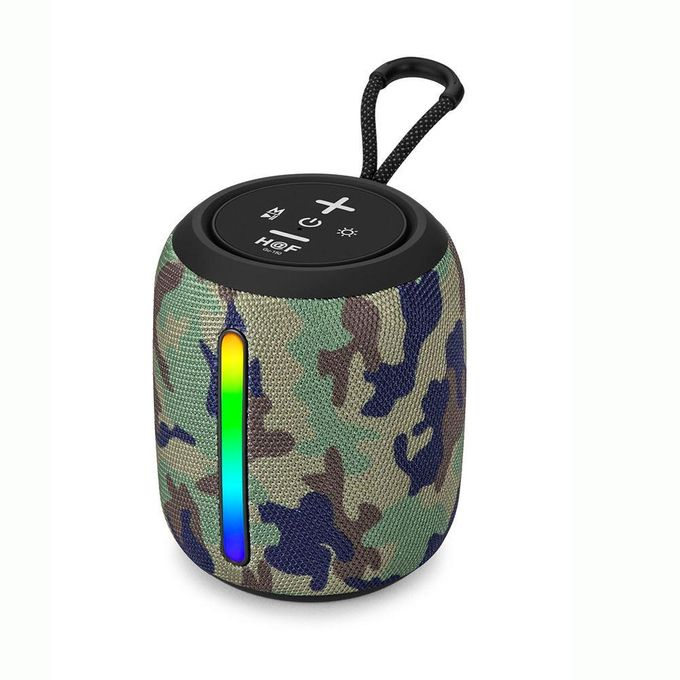 Gu Wireless Bluetooth Speaker – Portable with Super Bass, RGB LED Lights, Waterproof in Red/Camo