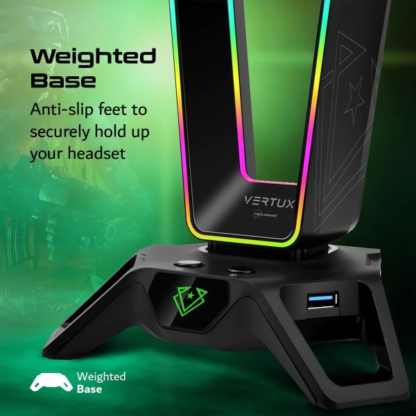 Vertux Gaming Headset Stand Featuring Immersive 7.1 Audio Ports