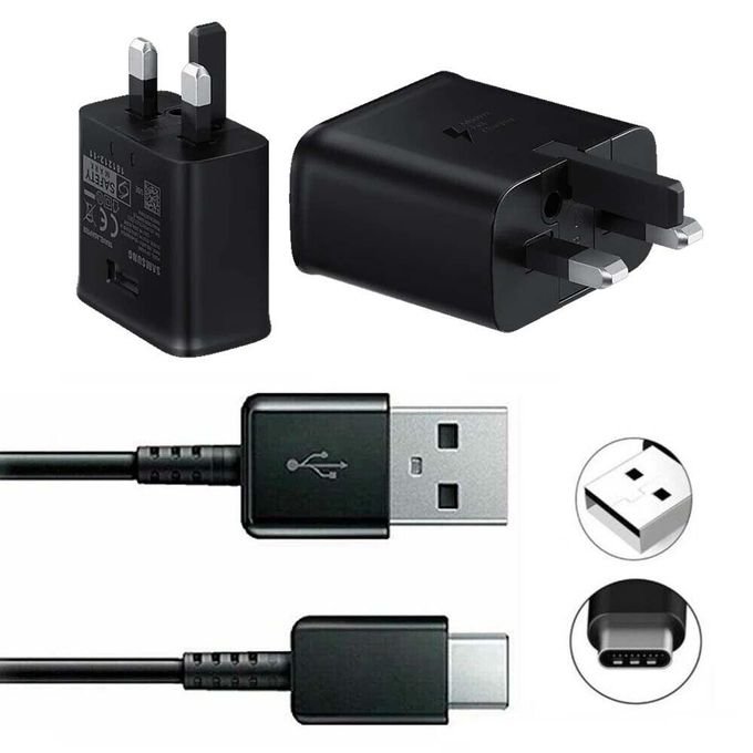 3-Pin Quick Charger Adapter with Type-C Cable - Black / White