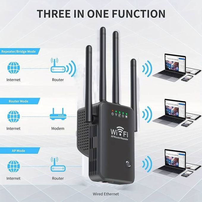 300Mbps 2.4GHz WiFi Extender with Ethernet/LAN Port and 4 Antennas – WiFi Signal Booster in kumasi