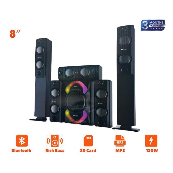 Vizio 5.1 Channel Multimedia Speaker System with Bluetooth, USB, and SD Card Support – 130W – (VIZ-901) Black