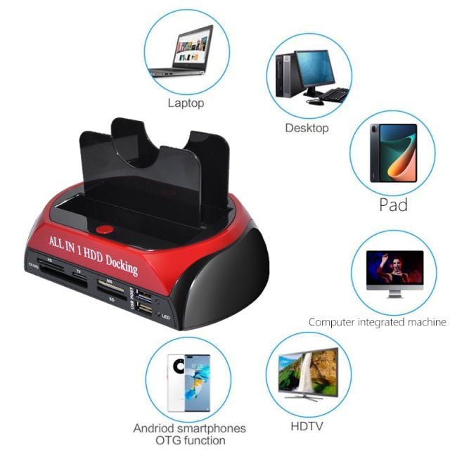 Buy USB To IDE Sate With Power Supply SSD HDD Docking Station For 2.5 3.5 Inch IDE SATA Hard Drive Disk With Card Reader USB Ports in Kumasi — product view 3