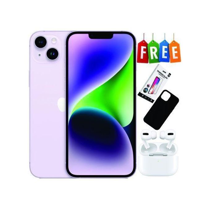 Apple iPhone 14 Plus – 6.1" Super Retina XDR Display – 128GB Storage – 6GB RAM – Purple Color – Dual 12MP Cameras – 5G Connectivity – Includes FREE Accessories