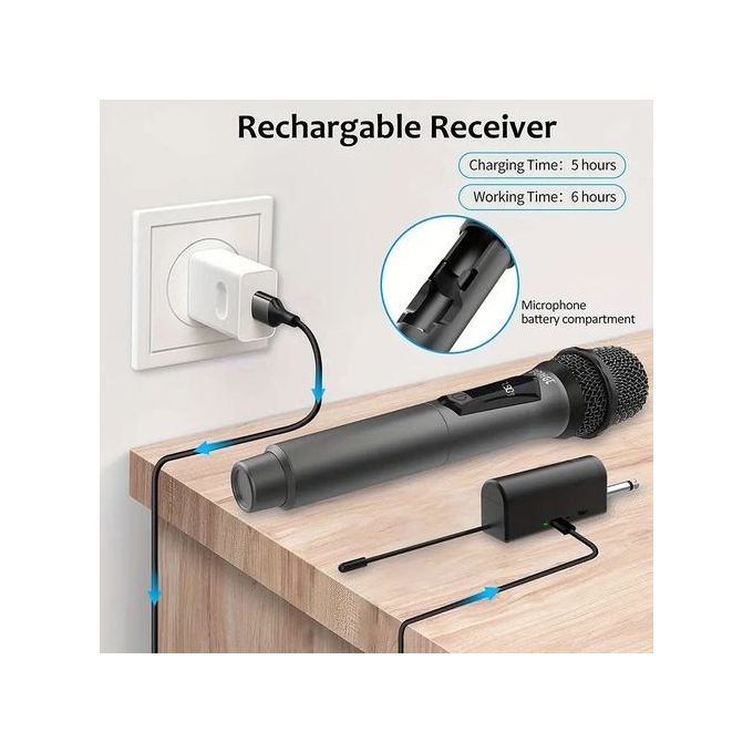 Bomge Dual VHF Cordless Dynamic Metal Wireless Handheld Microphone