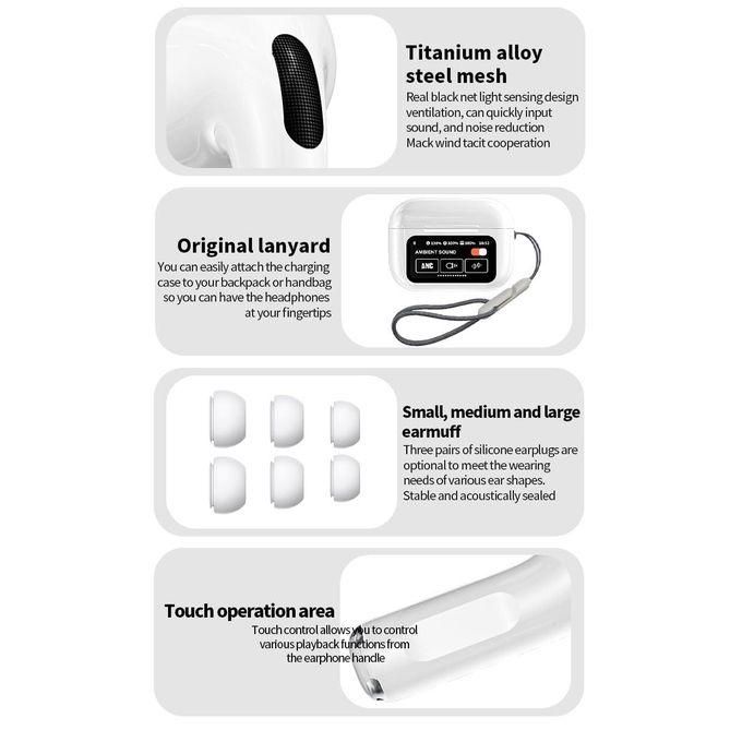 White Touchscreen TWS Earbuds