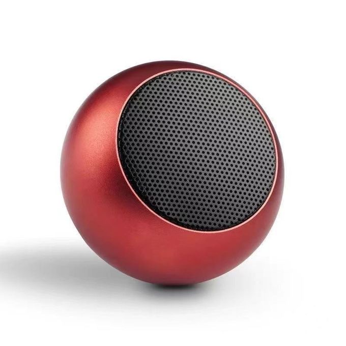 Red Portable Bluetooth Speaker with Card Slot and Mini Metal Heavy Bass for Outdoor Use