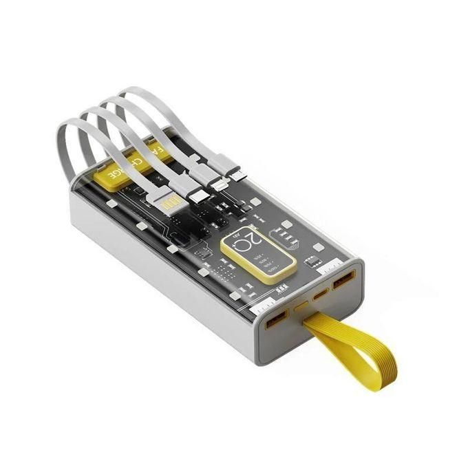 40,000 mAh Transparent Engine Capacity Power Bank – Available in Black, White, and Gold