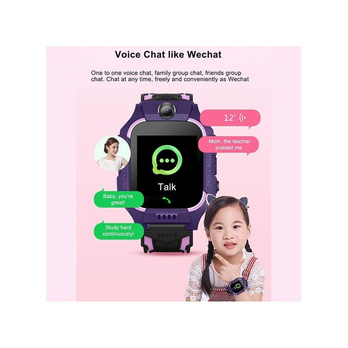 Q19 Kids Smart Watch with LBS Location Tracking, SOS Feature, Camera, and Voice Chat – Purple (Dimensions: L9.4 x W1.7 x T0.6 inches)
