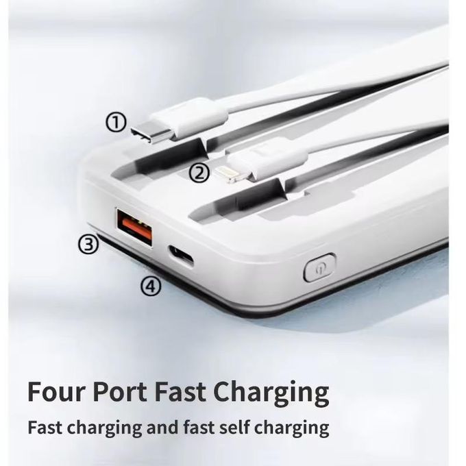 P11 – 22.5W 10000mAh LED Display Power Bank with Fast Charging and Built-in Cable – Black/White