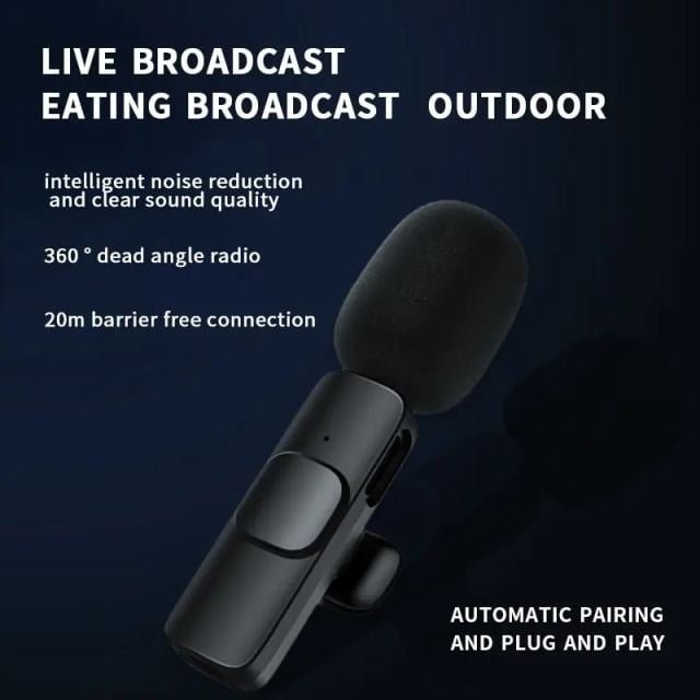 Buy Portable Wireless Lavalier Microphone Mini Audio Video Recording Mic Live Broadcast Gaming Phone Mic for iPhone Android in Kumasi
