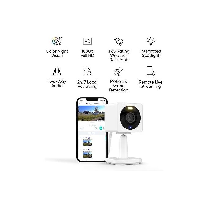 Wyze Cam V4 Wi-Fi Security Camera – Suitable for Indoor and Outdoor Use – White
