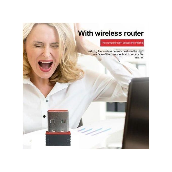 150Mbps Mini USB Wireless Wi-Fi Adapter – 802.11b/g/n RTL8188 Network Card for PC and Desktop