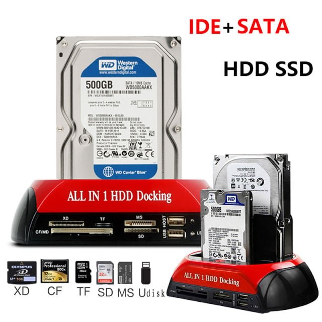 Buy USB To IDE Sate With Power Supply SSD HDD Docking Station For 2.5 3.5 Inch IDE SATA Hard Drive Disk With Card Reader USB Ports in Kumasi — product view 2