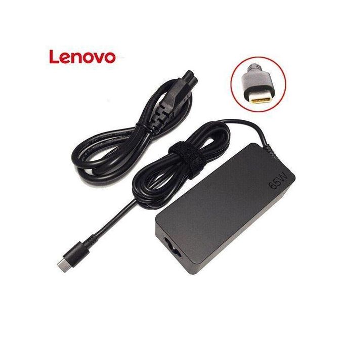 Original Lenovo 65W Fast Charger with USB Type C Adapter and Complimentary AC Power Cord, Black