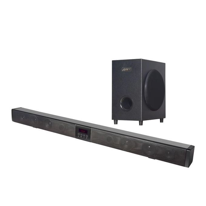 Jerry Power Home Theater Sound System Soundbar with Wireless Subwoofer, Featuring HDMI ARC, USB, FM, Optical, and 8 Bass Horns – Black