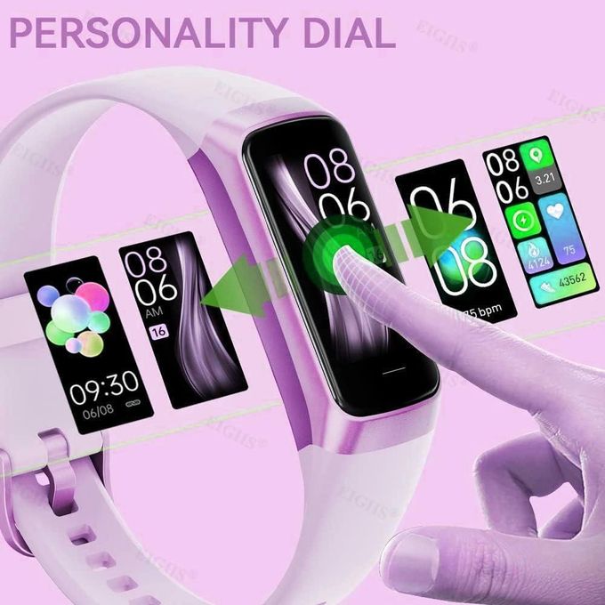 Purple Fitness Tracker Smart Watch Band with Blood Pressure Monitoring and Notifications