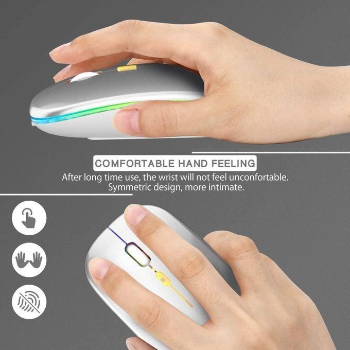 ZG Slim Rechargeable Wireless Mouse – 2.4G Bluetooth Dual Mode in Silver