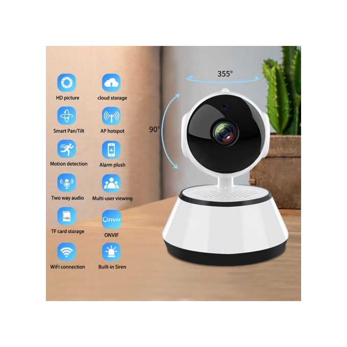 V380 HD 1080p WiFi IP Camera with App Control – White — product view 4