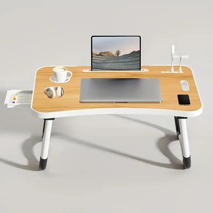 Black Extra Large Portable Multi-Function Tray Stand Computer Desk with Drawer