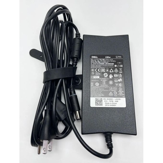 DELL 130W AC Power Adapter Charger - 19.5V, 6.7A, Model LA130PM121 - Black