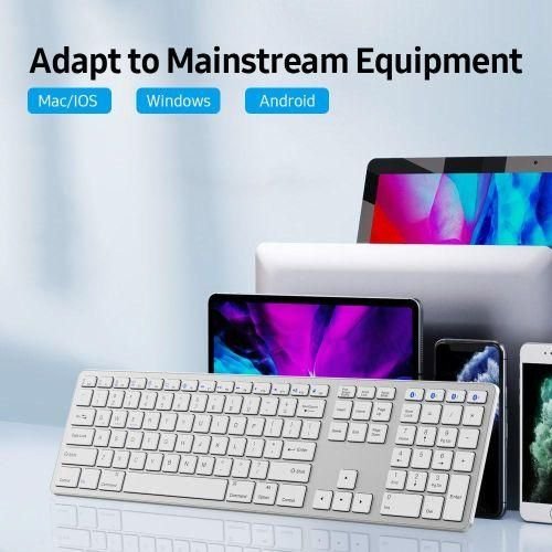 Buy Multi-paired BT Keyboard 109-key Wireless Keyboard Support for IOS/Android/Windows System Silver NO5 in Kumasi