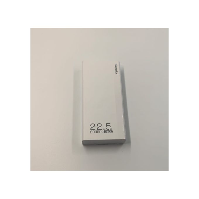 High Capacity 20000mAh PD 22.5W Fast Charging Power Bank with Digital Display - White